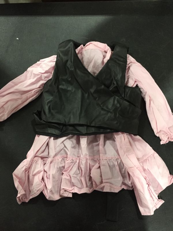 Photo 1 of Girls' Pink long sleeve button up with black tie vest. [Size 3-4T]