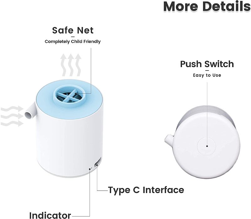 Photo 3 of FLEXTAILGEAR Tiny Pump Portable Air Pump Ultra-Mini Air Pump with 1300mAh Battery USB Rechargeable to Inflate Deflate for Pool Floats Air Bed Air Mattress Swimming Ring Vacuum Storage Bags