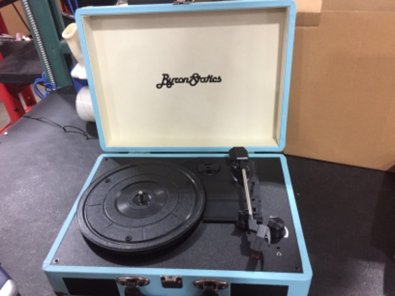 Photo 2 of ByronStatics Vinyl Record Player, 3 Speed Turntable Record Player with 2 Built in Stereo Speakers, Replacement Needle, Supports RCA Line Out, AUX in, Portable Vintage Suitcase
