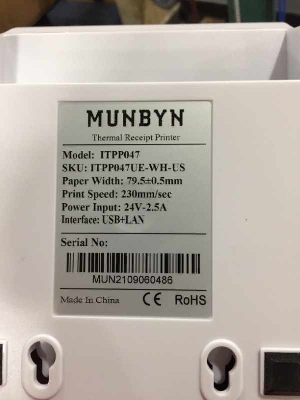 Photo 3 of MUNBYN Receipt Printer, Thermal Receipt Printer Works with Windows Mac Chromebook Linux Cash Drawer, USB/Ethernet Port 80mm Printer for POS, High-Speed Auto-Cutter Wall Mount, ESC/POS, ITPP047
