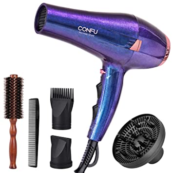 Photo 1 of CONFU 2200W Professional Hair Dryer, Compact Blow dryer, Negative ionic Hair Dryer With Diffuser And Concentrator, For Quick Drying, ETL Certified, Purple
