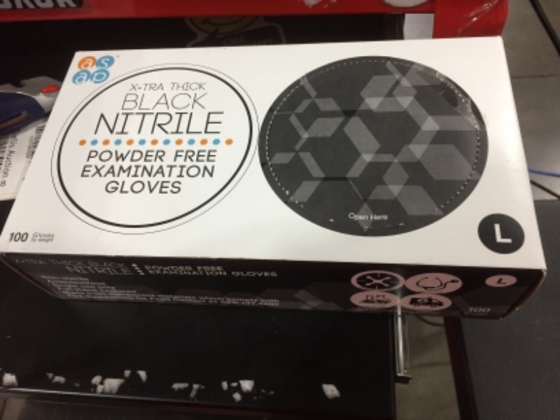 Photo 2 of ASAP Black Nitrile Powder Free Examination Gloves, Disposable, 4 mil, Black, Large