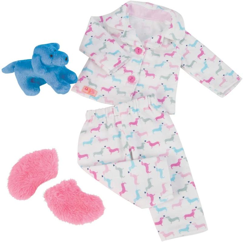 Photo 2 of Our Generation Dolls Counting Puppies Dog Print Pjs Outfit for Dolls, 18"
