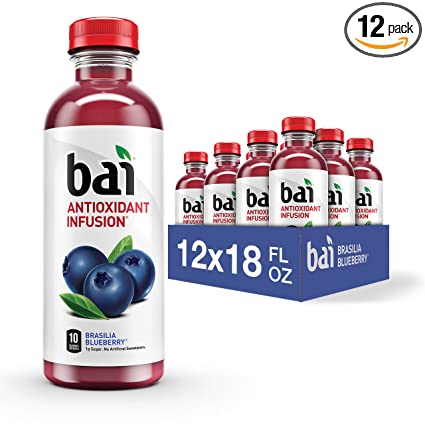 Photo 1 of Bai Flavored Water, Brasilia Blueberry, Antioxidant Infused Drinks, 18 Fluid Ounce Bottles, 12 Count **ENJOY BY: 07/23/2022**