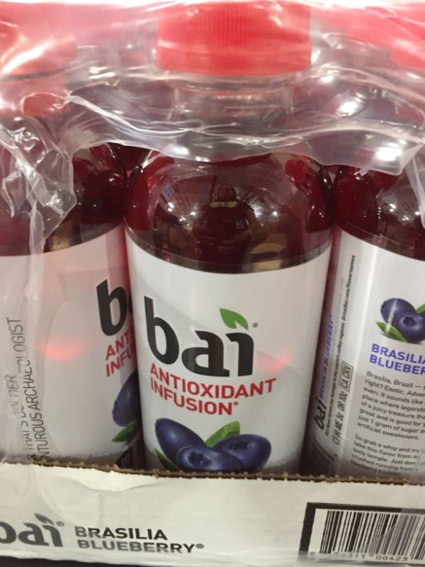 Photo 1 of Bai Flavored Water, Brasilia Blueberry, Antioxidant Infused Drinks, 18 Fluid Ounce Bottles, 12 Count **ENJOY BY: 07/23/2022**