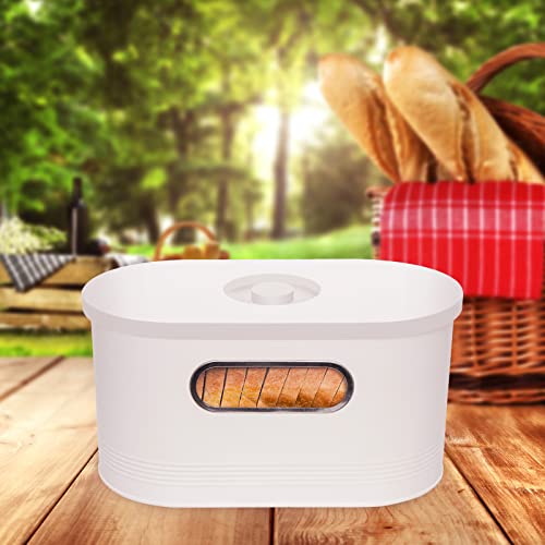 Photo 2 of Mindful Design 2-in-1 Tall Modern Bread Box With Cutting Board Lid (White)
