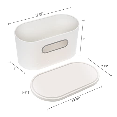 Photo 3 of Mindful Design 2-in-1 Tall Modern Bread Box With Cutting Board Lid (White)
