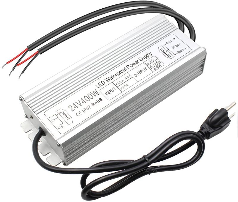 Photo 1 of inShareplus 24V 400W LED Power Supply, IP67 Rainproof Waterproof Outdoor Driver,AC 90-140V to DC 24V Low Voltage Transformer, Adapter Converter for LED...
