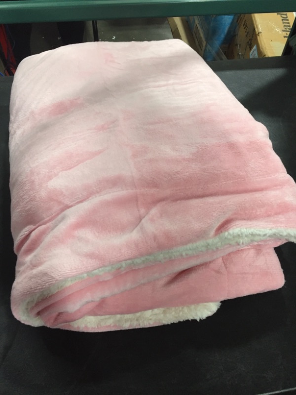 Photo 2 of Amazon Basics Kids Ultra-Soft Micromink Sherpa Blanket - Throw, Bubblegum Pink