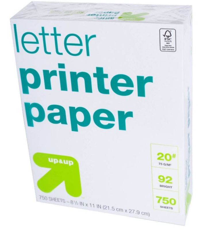 Photo 1 of 750 Sheets Letter Printer Paper White - up & up™