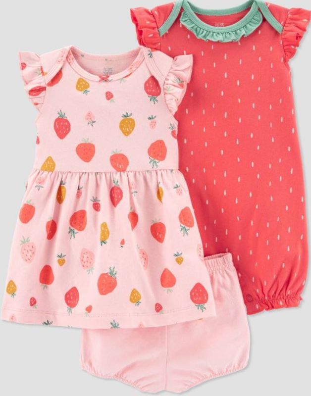 Photo 1 of Baby Girls' 3pc Strawberry Dress Set - Just One You® made by carter's Pink NB