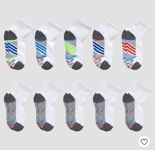 Photo 1 of [Size L] Hanes Boys' 10pk Premium Ankle Socks

