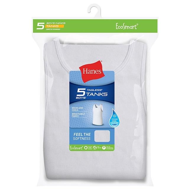 Photo 1 of [Size XS] Hanes Boys EcoSmart® Tank 5-Pack
