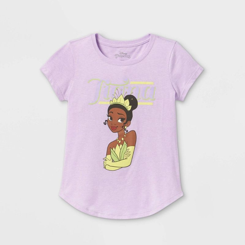 Photo 1 of [Size L 10/12] Girls' Disney Princess Tiana Short Sleeve Graphic T-Shirt - Purple

