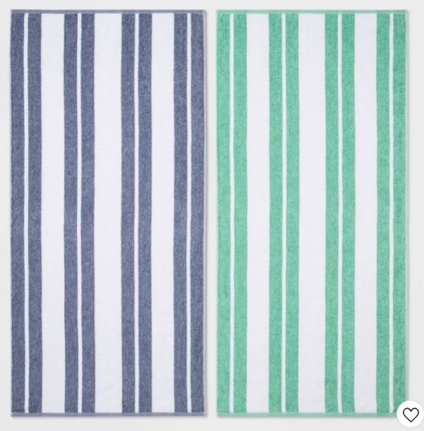 Photo 1 of 2pc Striped Travel Size Beach Towel Bundle - Sun Squad™ 58 Inches (L), 28 Inches (W).