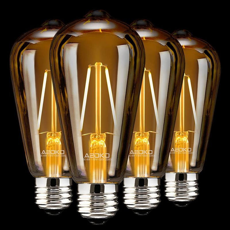 Photo 1 of ASOKO 4-Pack LED Dimmable Edison Light Bulbs 40W