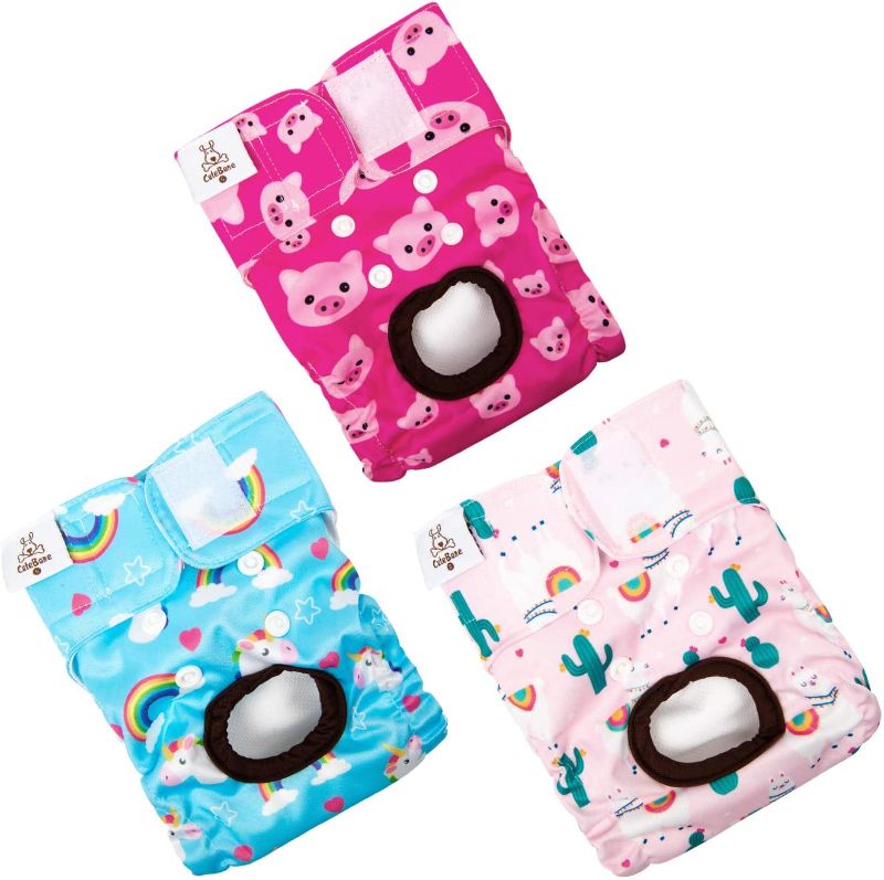 Photo 1 of [Size M] CuteBone Reusable Dog Diapers Female 3 Pack Washable Puppy Pants for Doggie Heat Period