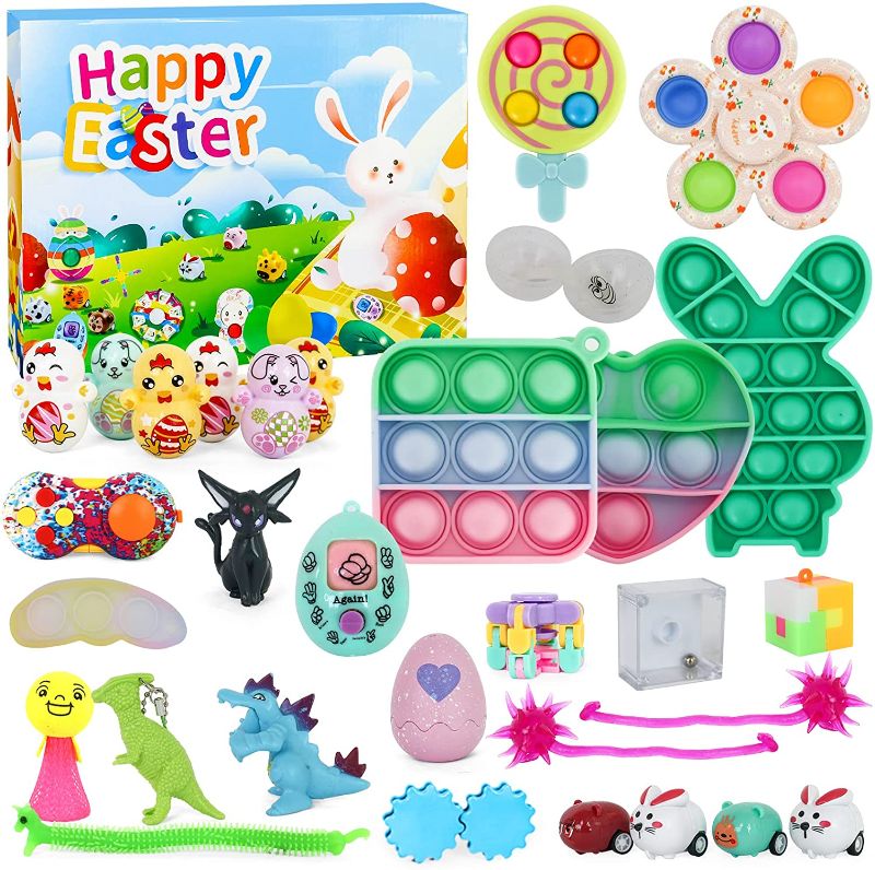Photo 1 of (4 pack) Easter Advent Calendar Easter 25 Days Fidget Toy Advent Calendar Countdown with 25 Mini Surprise Toy for Boys Girls Christmas Countdown Calendar Easter Party Favors Classroom Prizes for Kids Toddlers
