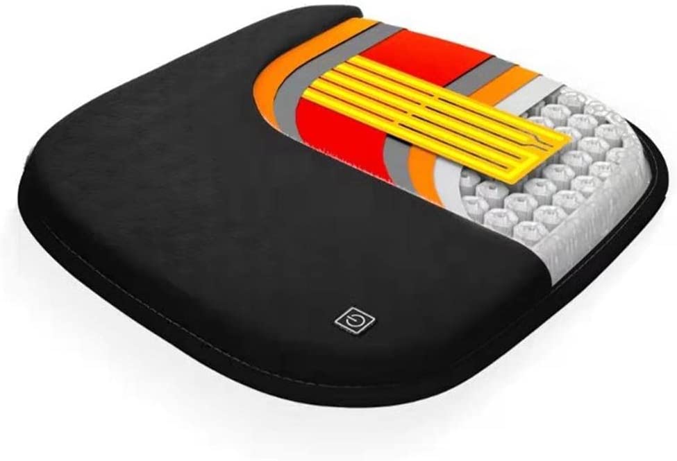 Photo 1 of Gel seat Cushion, with Heating Function, Suitable for Office Chair Cushion-Home seat Cushion, Used for Keeping Warm and Relieving Pressure, Foldable Non-Slip seat Cushion (Black), 18.9Lx17.72W
