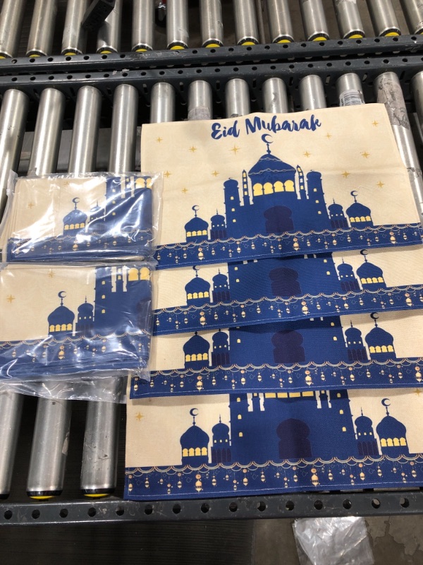 Photo 2 of (3 pack)  Feuille Eid Mubarak Placemats Set of 4 Decorations and Ramadan, 12 mats total