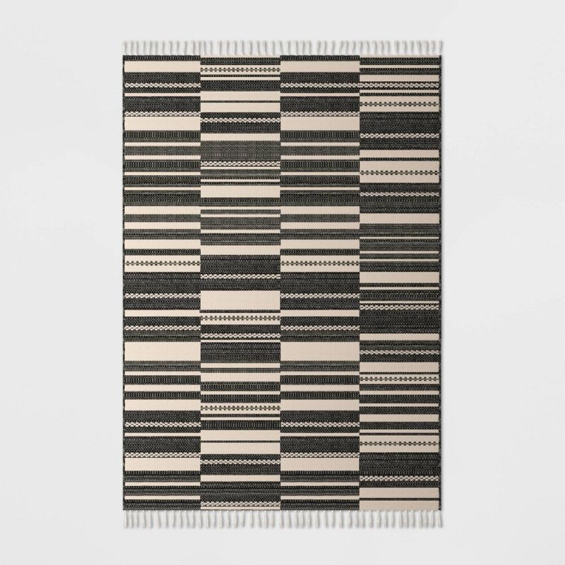 Photo 1 of 7' X 10' Tapestry Outdoor Rug Charcoal/Ivory - Project 62