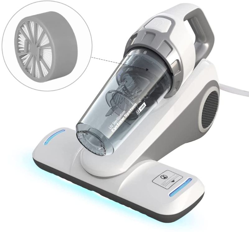 Photo 1 of Bed Vacuum Cleaner with Hepa Filtration and Light for Eliminating Dust Allergens Corded Handheld, White
