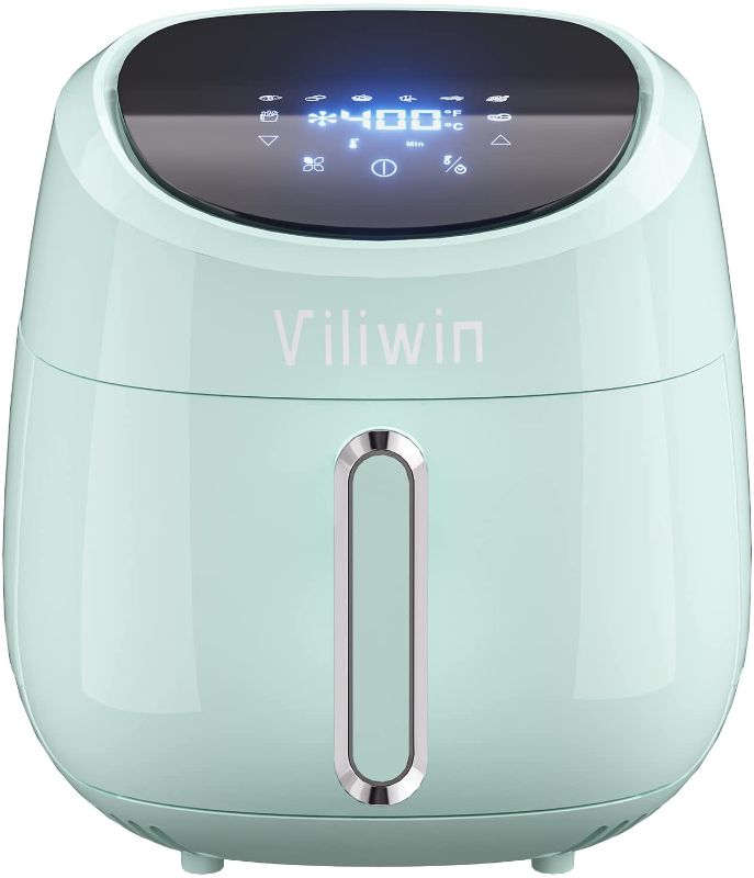 Photo 1 of VILIWIN Air Fryer 4.5 QT Digital Air Fryer Cooker 8 Preset Menus AirFryer Hot Air Fryer with Auto Shut Off 30 Minute Timer Adjustable Temperature Control Nonstick Tray 1400W Air Fryer Blue
