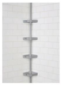 Photo 1 of Bath Bliss 4 Tier Tension Corner Shower Organizer Caddy in Grey
