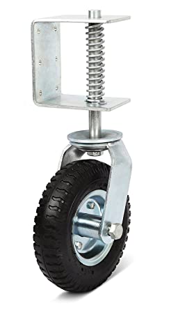 Photo 1 of 8-inch Gate Wheel Casters Kit with Spring - Improved 2020 Model - Flat Free Tire with Suspension - 360 Degree Swivel - up to 200lb Proved Load Capacity
