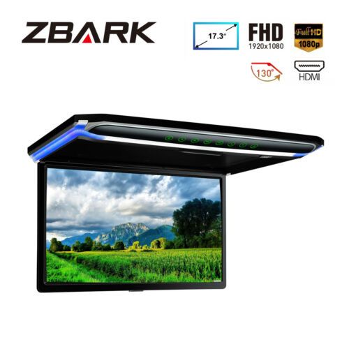 Photo 1 of 17.3" Flip Down Car Roof Monitor Ceiling Overhead HD TFT Screen 1080P USB HDMI
