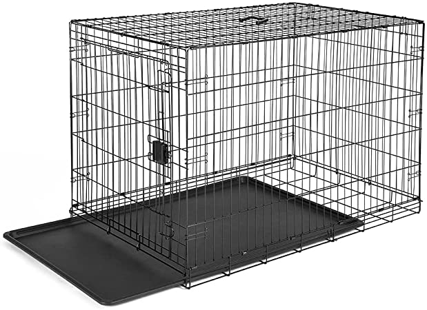 Photo 1 of Amazon Basics Foldable Metal Wire Dog Crate with Tray, Single Door, 48 Inch
