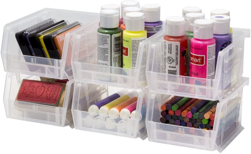 Photo 1 of Akro-Mils 08212SCLAR 30210 AkroBins Plastic Storage Bin Hanging Stacking Containers, (5-Inch x 4-Inch x 3-Inch), Clear, 3-Pack
