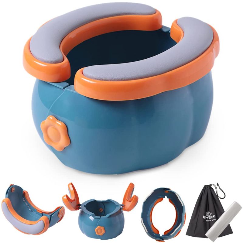 Photo 1 of 2-in-1 Go Potty for Travel, Portable Folding Compact Toilet Seat,Potty Training Toilet Chairs for Toddler Boys & Girls with Storage Bag and Potty Liners by BlueSnail (Blue+Orange)
