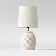 Photo 1 of 2 pack---Embossed Scoop Pattern Ceramic Mini Lamp White - Threshold™
