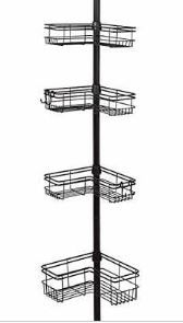 Photo 1 of Zenna Home Shower Tension Pole Caddy Bronze 4 Corner-hugging Baskets E2159HB
