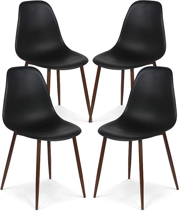 Photo 1 of EdgeMod Landon Sculpted Dining Chair in Black (Set of 4)
