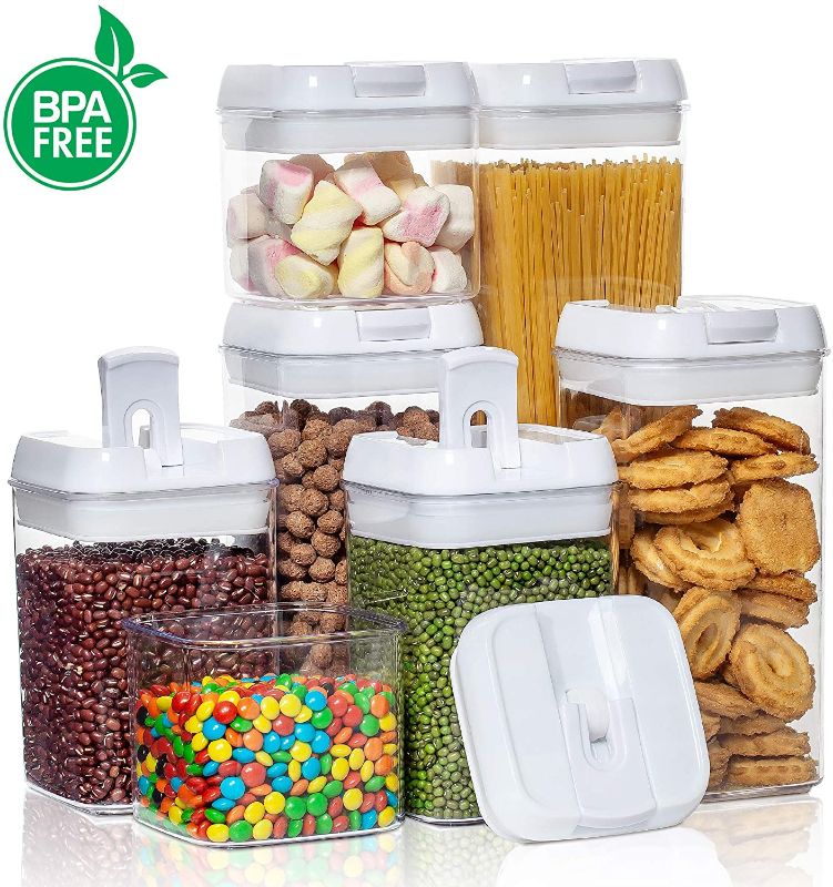 Photo 1 of Airtight Food Storage Containers, Vtopmart 7 Pieces BPA Free Plastic Cereal Containers with Easy Lock Lids, for Kitchen Pantry Organization and Storage, Include 24 Labels
