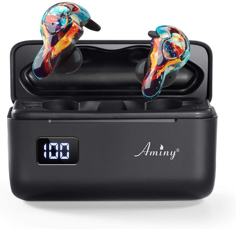 Photo 1 of AMINY U-King True Wireless Earbuds Waterproof IPX7 Bluetooth Earbuds Wireless Headphones Bluetooth Headphones,HiFi 5.0 Wireless Earbuds 120Hrs Playing Time with Charging Case-Fireworks
