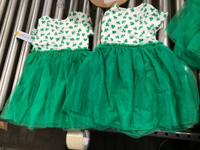 Photo 2 of 2 pack Toddler Girls' Shamrock Short Sleeve Tutu Dress - Cat & Jack™ Green--- 5t
