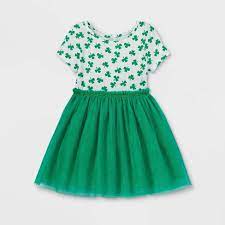 Photo 1 of 2 pack Toddler Girls' Shamrock Short Sleeve Tutu Dress - Cat & Jack™ Green--- 5t
