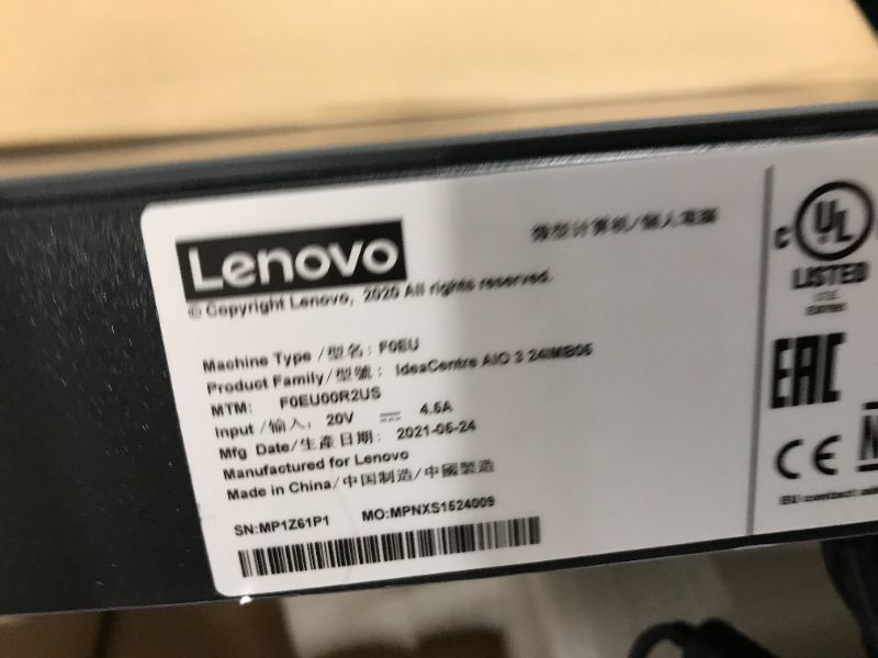 Photo 3 of Lenovo IdeaCentre AIO 3i 24" All-in-One Computer, Intel Core i5-10400T, FHD Display, 16GB RAM, 1TB HDD, 256GB SSD, DVD RW Drive, Windows 10
