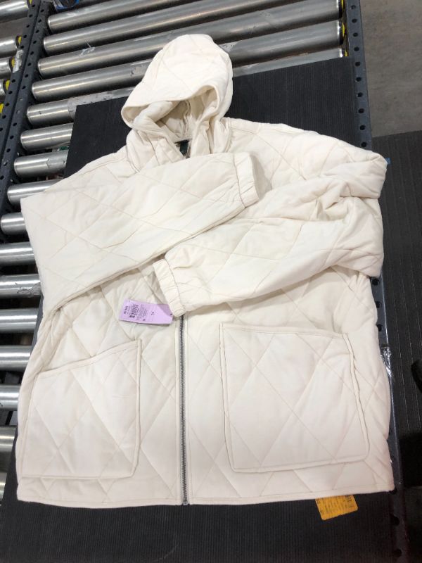 Photo 2 of Hooded Quilted Jacket - Wild Fable Light Beige M
