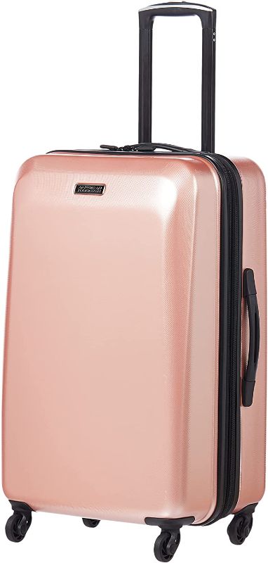 Photo 1 of American Tourister Moonlight Hardside Expandable Luggage with Spinner Wheels, Rose Gold, Checked-Large 28-Inch
