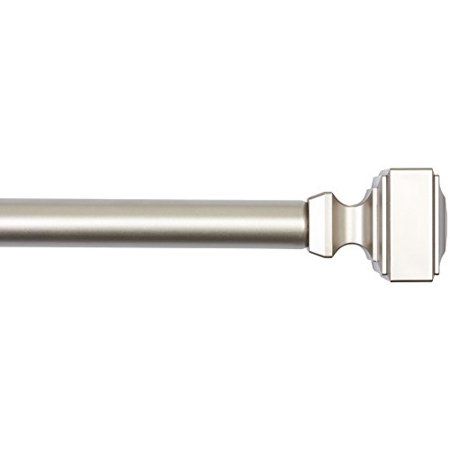 Photo 1 of Basics 1" Wall Curtain Rod with Square Finials, 72" to 144", Nickel
