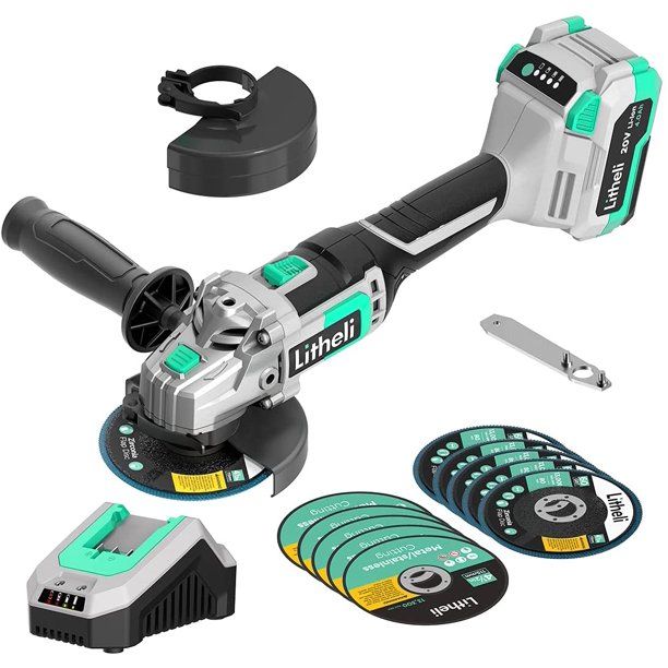 Photo 1 of Litheli 20V Cordless Angle Grinder,4-1/2 Inch,Metal Cut Off Tool/Polish Tool With 4.0Ah Battery& Charger, Adjustable Handle Grinder for Cutting and Grinding Wood and Metal.
