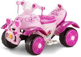 Photo 1 of Kid Trax Toddler Disney Princess Electric Quad Ride On Toy, Kids 1.5-3 Years Old, 6 Volt Battery and Charger Included, Max Weight 45 lbs, Princess Pink
