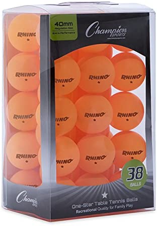 Photo 1 of Champion Sports 1 Star Table Tennis Ball Pack - Orange Ping Pong Balls, Set of 38, with 40mm Seamless Design - Recreation Table Tennis Equipment, Accessories
