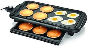 Photo 1 of BELLA Electric Griddle w Warming Tray, Make 8 Pancakes or Eggs At Once, Fry Flip & Serve Warm, Healthy-Eco Non-stick Coating, Hassle-Free Clean Up, Submersible Cooking Surface, 10" x 18", Copper/Black
