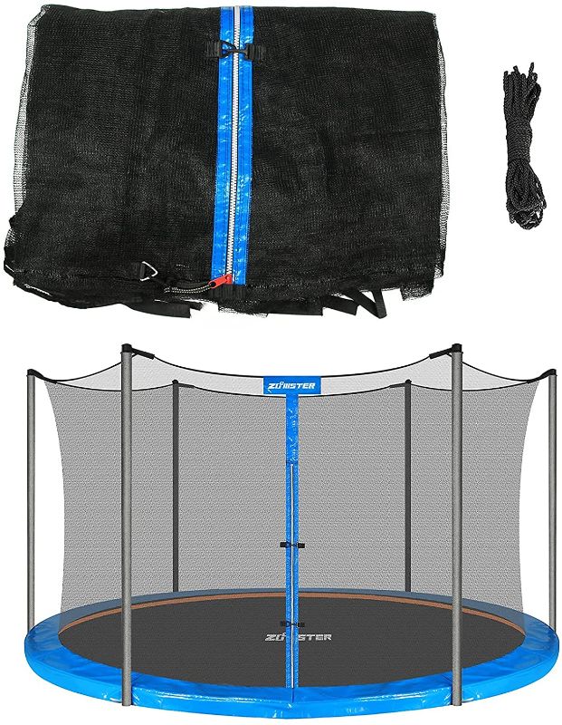 Photo 1 of 14ft Trampoline Replacement Safety Enclosure Net for 6 Straight Poles Round Frame Trampolines, Breathable and Weather-Resistant Trampoline Net with Adjustable Straps-----(Net Only)