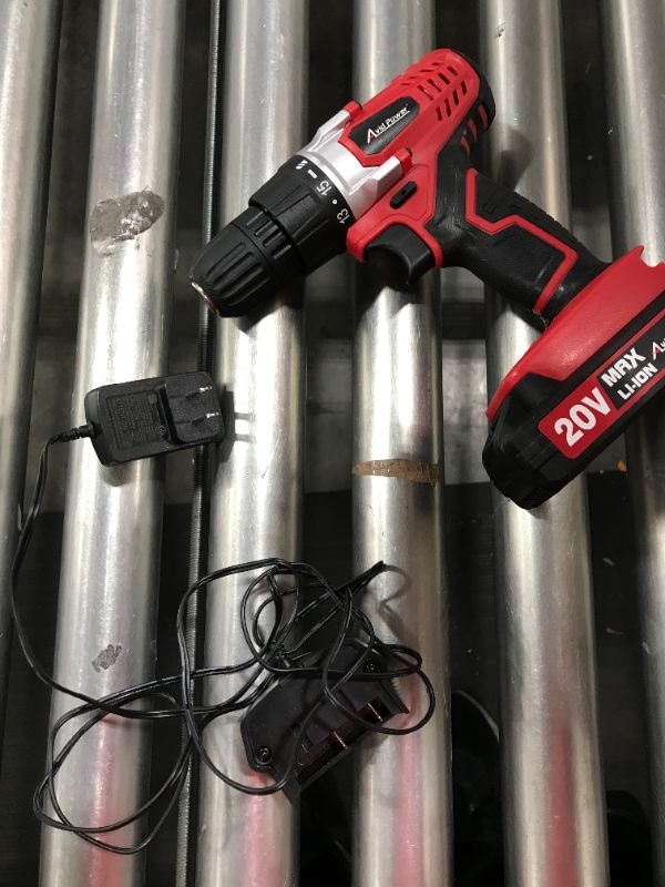 Photo 2 of AVID POWER 20V MAX Lithium lon Cordless Drill Set, Power Drill Kit with Battery and Charger, 3/8 inches Keyless Chuck, Variable Speed, 16 Position and 22pcs Drill Bits (Red)
